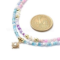 2Pcs 2 Style Glass Seed Beaded Necklaces Set&nbsp;NJEW-JN04356