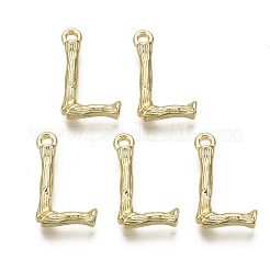 合金ペンダント  カドミウムフリー＆ニッケルフリー＆鉛フリー  竹の頭文字  18KGP本金メッキ  文字L  l：17x10x3mm  穴：1.5mm&nbsp;PALLOY-S137-001L-NR