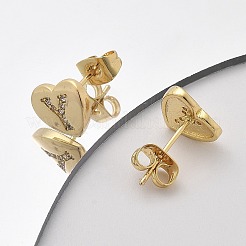 Rack Plating Brass Micro Pave Clear Cubic Zirconia Stud Earrings&nbsp;EJEW-K299-01G-Y