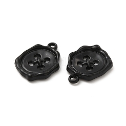 スプレープリント合金ペンダント  ボタンチャーム  ブラック  21x16x3mm  穴：1.8mm&nbsp;LS-FIND-B018-02A