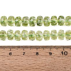 クラックル透明ガラスビーズ連売り  ロンデル  多面カット  黄緑  7.5~8x5~5.5mm  穴：1.2~1.4mm  約66~69個/連  13.78~14.37インチ（35~36.5cm）&nbsp;GLAA-N068-03A-06