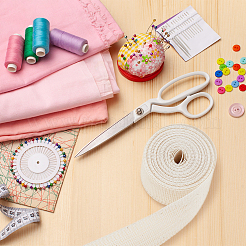 衣服アクセサリー用ポリエステルリボン  ベージュ  1-1/2インチ（37mm）  約5.47ヤード（5m）/ロール&nbsp;DIY-WH0666-004B