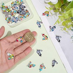 42 個 6 スタイルのプリント合金コネクタチャーム  鳥のリンク  プラチナ  ミックスカラー  23.7x16.8x2.2mm  7個/スタイル&nbsp;FIND-BM0001-11