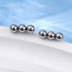 Tarnish Resistant 201 Stainless Steel Beaded Horizontal Bar Stud Earrings with 316 Stainless Steel Pin for Women&nbsp;X-STAS-K238-01P
