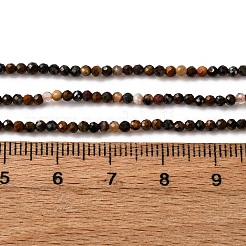 天然石タイガーアイビーズ連売り  多面カット  ラウンド  2mm  穴：0.5mm  約226個/連  15.55インチ（39.5cm）&nbsp;G-L629-B02-2mm