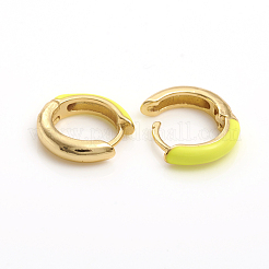 ブラスエナメルハギーフープピアス  リング  ゴールドカラー  きいろ  14x3.5mm  ピン：1mm&nbsp;EJEW-L234-81G-G
