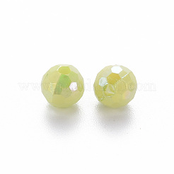 不透明なアクリルビーズ  多面カット  染め  ABカラー  ラウンド  ミックスカラー  6x5.5mm  穴：1.4mm  約4160個/500g&nbsp;TACR-S154-11F
