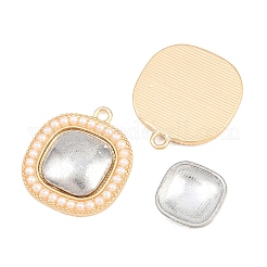合金カボションセッティングペンダント  キャップ付き  プラチナ·ゴールデン  正方形  25x22x4.5mm  穴：2mm  トレイのサイズ：15x15mm&nbsp;FIND-G112-02E