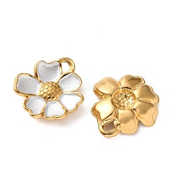 304ステンレスペンダント  花のチャーム  スプレー塗装  ゴールデン·ステンレス鋼色  15.5x15x3mm  穴：1.6mm&nbsp;SA-L001-02G-04