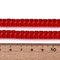 透明ガラスビーズ連売り  フラットラウンド  レッド  6~6.5x3~3.5mm  穴：0.8~1mm  約112~120個/連  14.57~15.16''（37~38.5センチメートル）&nbsp;GLAA-N026-3x6mm-T08