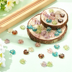60個6色アクリルパーツ  304ステンレススチール製金具付き  葉  ゴールドカラー  ミックスカラー  14mm  穴：2.5mm  10個/カラー&nbsp;PALLOY-YW00167