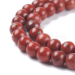 天然石レッドジャスパービーズ連売り  グレードA-  ラウンド  6mm  穴：1mm  約58~60個/連  14.9インチ（38cm）&nbsp;G-E375-6mm-03