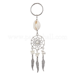 4Pcs Tibetan Style Alloy with Natural Shell & Synthetic Turquoise Keychains&nbsp;KEYC-JKC01179