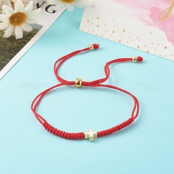 Cross Brass Beads Adjustable Nylon Thread Cord Bracelets&nbsp;BJEW-JB06396-01