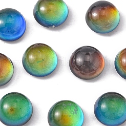 半透明のガラスカボション  変化する色の雰囲気のカボション  半円/ドーム  ブラック  10x6.5mm  10個/袋&nbsp;GLAA-YW0001-50