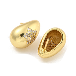 Rack Plating Brass Micro Pave Clear Cubic Zirconia Stud Earring&nbsp;EJEW-C102-29A-G
