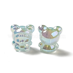 UVメッキレインボー虹色アクリルビーズ  クマの服を着た女の赤ちゃん  アクア  17.5x16.5x14mm  穴：3.5mm&nbsp;LS-PACR-M002-01A