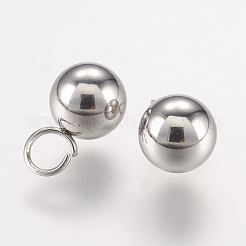 変色しにくい202ステンレススチール球状チャーム  丸いボール  ステンレス鋼色  10x6mm  穴：3mm&nbsp;STAS-P148-06P