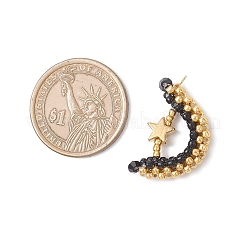 ガラスシードビーズペンダント  星と月  304ステンレススチールの丸カンとガラス付き  多面カット  ゴールド  27x17.5x5mm  穴：3mm&nbsp;PALLOY-MZ00897-06