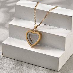 304ステンレススチールハート骨壷遺灰ネックレス  女性用アズキチェーンネックレス  ゴールドカラー  21.65インチ（55cm）&nbsp;STAS-Z106-09G-03