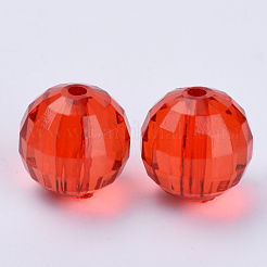 透明なアクリルビーズ  多面カット  ラウンド  レッド  21.5x21mm  穴：3.5mm  約80個/500g&nbsp;TACR-Q254-22mm-V12