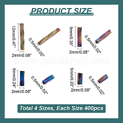 1600個 4種類のガラスツイストビューグルビーズ  不透明色  カラフル  5~12x2mm  穴：0.5mm  約400個/スタイル&nbsp;SEED-PH0002-09B