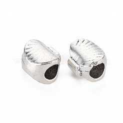 チベット風合金ヨーロピアンビーズ  カドミウムフリー＆鉛フリー  シェル  アンティークシルバー  10.5x11x8mm  穴：5mm  約320個/1000g&nbsp;TIBEB-N007-009