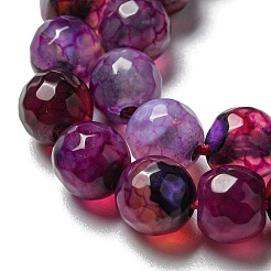 天然石瑪瑙ビーズ連売り  染め＆加熱  ラウンド  多面カット  パープル  6mm  穴：1mm  約62個/連  14.37~14.76インチ（36.5~37.5cm）&nbsp;X-G-C082-A01-10