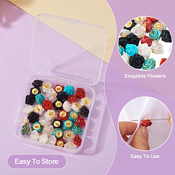 40色5穴プラスチックボタン1個  花  ミックスカラー  12x8.5mm  穴：3x2mm  8個/カラー&nbsp;FIND-TA0008-23
