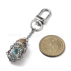 Chakra Natural Gemstone Chips inside Glass Wishing Bottle Pendant Decoration&nbsp;HJEW-JM03138-02