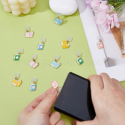 12スタイルプラスチックモバイル防塵プラグ6個  合金エナメルブックペンダント付き  ミックスカラー  30mm  2個/スタイル&nbsp;HJEW-DC00055