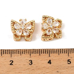 真鍮製マイクロパヴェキュービックジルコニアビーズ  蝶  18KGP本金メッキ  透明  11x13x7mm  穴：1.4mm&nbsp;KK-C155-02G-01