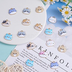 24 個 8 スタイル合金エナメルペンダントかわいいプリント猫ヘッドペンダント diy ネックレスブレスレットペンダントイヤリングアクセサリー  ミックスカラー  19.8x18mm  穴：2.3mm&nbsp;JX584A