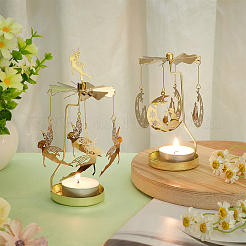 Fairy & Moon Stainless Steel Rotating Tealight Candle Holder&nbsp;DIY-FG0005-17G
