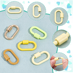 5個 5スタイル ベーキングペイント 合金 ネジロック カラビナ  カラビナエナメルオーバルクラスプ  ミックスカラー  36~36.5x22x8mm  内径：28x12mm  1個/スタイル&nbsp;FIND-DR0002-38