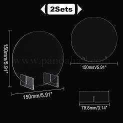 アクリル空白のテーブルサイン  ラウンド  透明  150x79.8x150mm  3個/セット&nbsp;DIY-WH0019-96