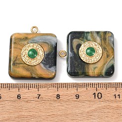 304 Stainless Steel Resin Pendants&nbsp;STAS-F352-07B-03