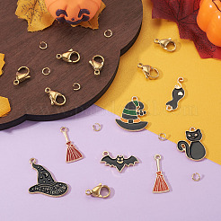 7個 7スタイル DIY 合金エナメルペンダントデコレーション製作キット  ロブスタークロウ留め金7個とオープン丸カン7個が含まれます。  ミックスカラー  14~25x8.5~24x1~2mm  穴：1.6~2mm&nbsp;FIND-TA0009-03