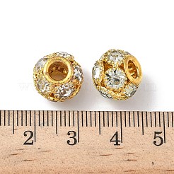 真鍮製のラインストーンビーズ  ロンデル  ゴールドカラー  12x10.5mm  穴：4mm&nbsp;KK-A267-03C-01G