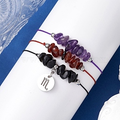 3Pcs Constellations Adjustable Nylon Cord Braided Bead Bracelets for Women Men&nbsp;BJEW-JB11325-08