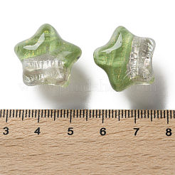 グラデーションカラーの透明な手描きのアクリルビーズ  スター  黄緑  19.5x21.5x16mm  穴：2.3mm&nbsp;TACR-P012-01B-04