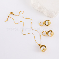 304 Stainless Steel Pendant Necklaces & Hoop Earrings Sets&nbsp;JT6190-3