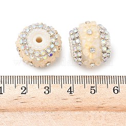 キラキラ輝く樹脂ラインストーンフラワービーズ  ファンシービーズ  アクリルと模造真珠の装飾付き  DIYビーズペンとキーホルダー用  アンティークホワイト  20x18mm  穴：3mm&nbsp;LS-OACR-D310-01P-C
