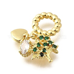 Brass Pave Green & Clear Cubic Zirconia European Dangle Charms&nbsp;KK-Q066-02G