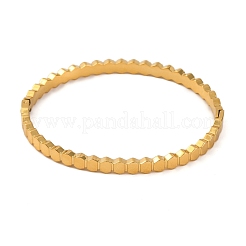 イオンプレーティング（IP）304ステンレススチール製ヒンジ付き女性用バングル  菱形  14KGP本金メッキ  1/8インチ（0.45cm）  内径：2-1/4インチ（5.8cm）&nbsp;BJEW-D048-11G
