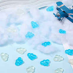 40 個 2 色の蓄光透明樹脂カボション  雲  スパンコール入り  暗闇で光る  ミックスカラー  19x26x7.5mm  20個/カラー&nbsp;RESI-SC0006-59
