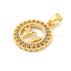 真鍮マイクロパヴェクリアキュービックジルコニアペンダント  ジェスチャー  18KGP本金メッキ  21x18x2mm  穴：3mm&nbsp;LS-KK-U007-01G-07