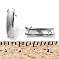 変色しない304ステンレススチールスタッドピアス金具  カン付き  長方形  ステンレス鋼色  21x6mm  穴：1.8mm  ピン：0.7mm&nbsp;STAS-L238-079P