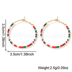 Bohemian Handmade Glass Seed Beads Hoop Earrings&nbsp;XQ3444-2