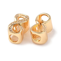 Brass Micro Pave Clear Cubic Zirconia European Beads&nbsp;KK-Z142-07G
